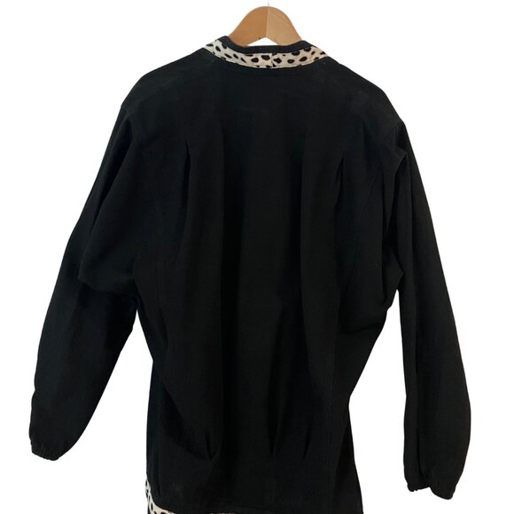 Sundance Denim Wear Black Jacket w/ Animal Print Trim | Made in USA | M - Picture 2 of 15